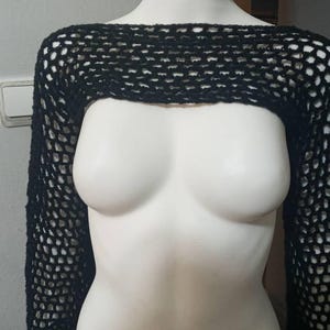 Maglia a maniche lunghe, Bolero all'uncinetto, Maglia a rete Y2K, Scaldacollo, Scaldacollo da ballerina, Maglione da completo, Maglia con lacci sul davanti, Maglione a rete