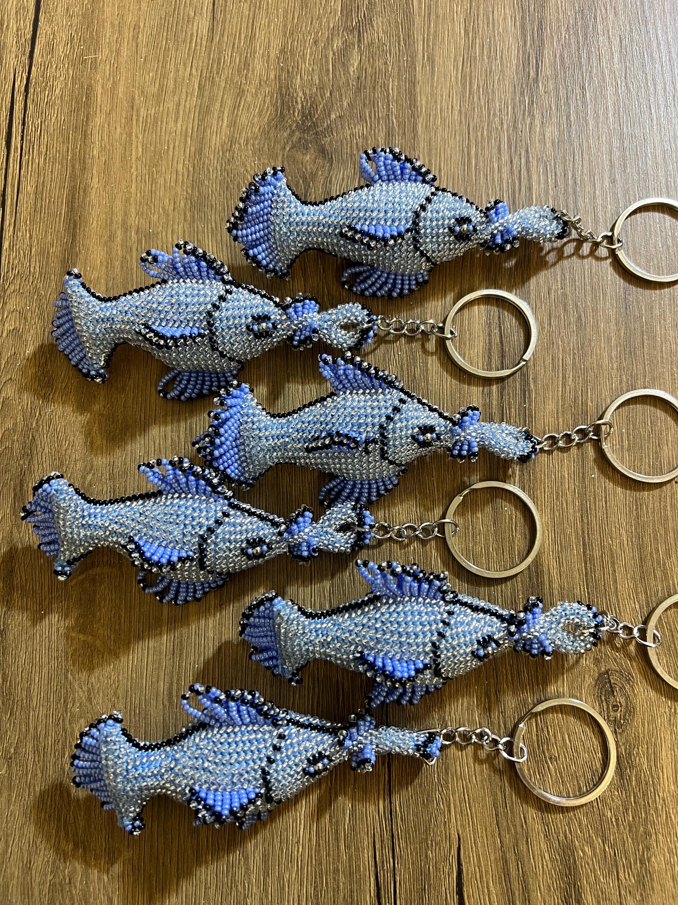 Crochet Beaded Fish Keychain: Handmade Ocean Bag Charm Animal Charm ...