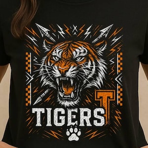 Tigers Mascot SVG & PNG | Roaring Tiger Head | Orange Tribal Sports Team Design | Cricut | Game Day Shirt