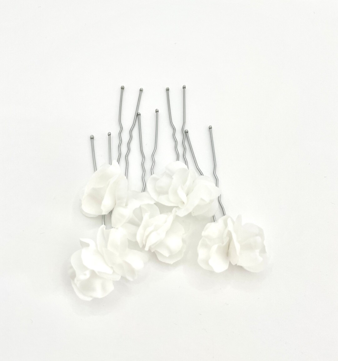 Delicate White Light Real Touch Flower Hair Pin Set, Floral Hair Accessory for Wedding, Bridal