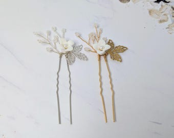 Horquilla de pétalos etéreos delicados - Horquilla de perla y cristal