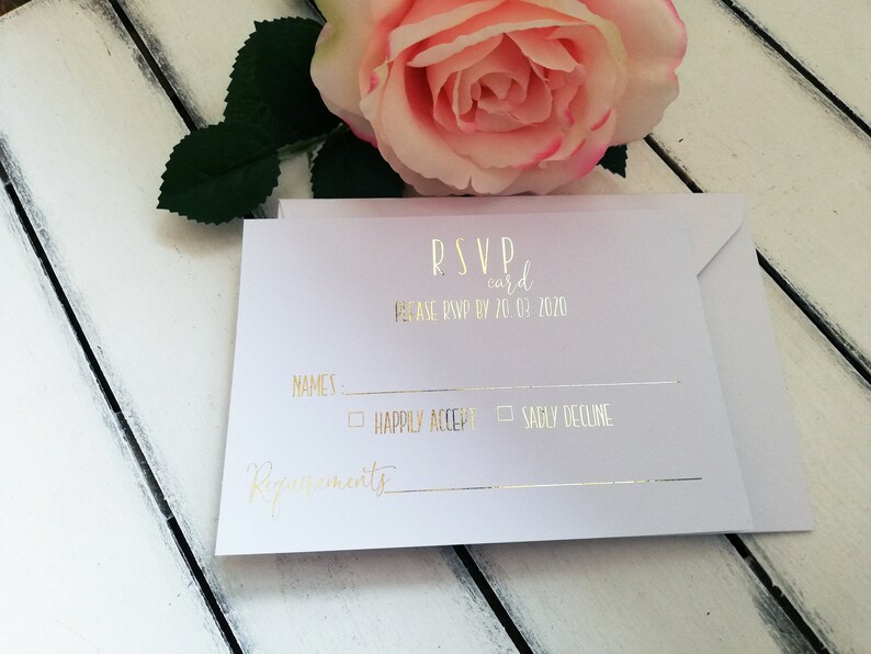 RSVP Cards Wedding RSVP Cards and Envelopes Real Foil Etsy