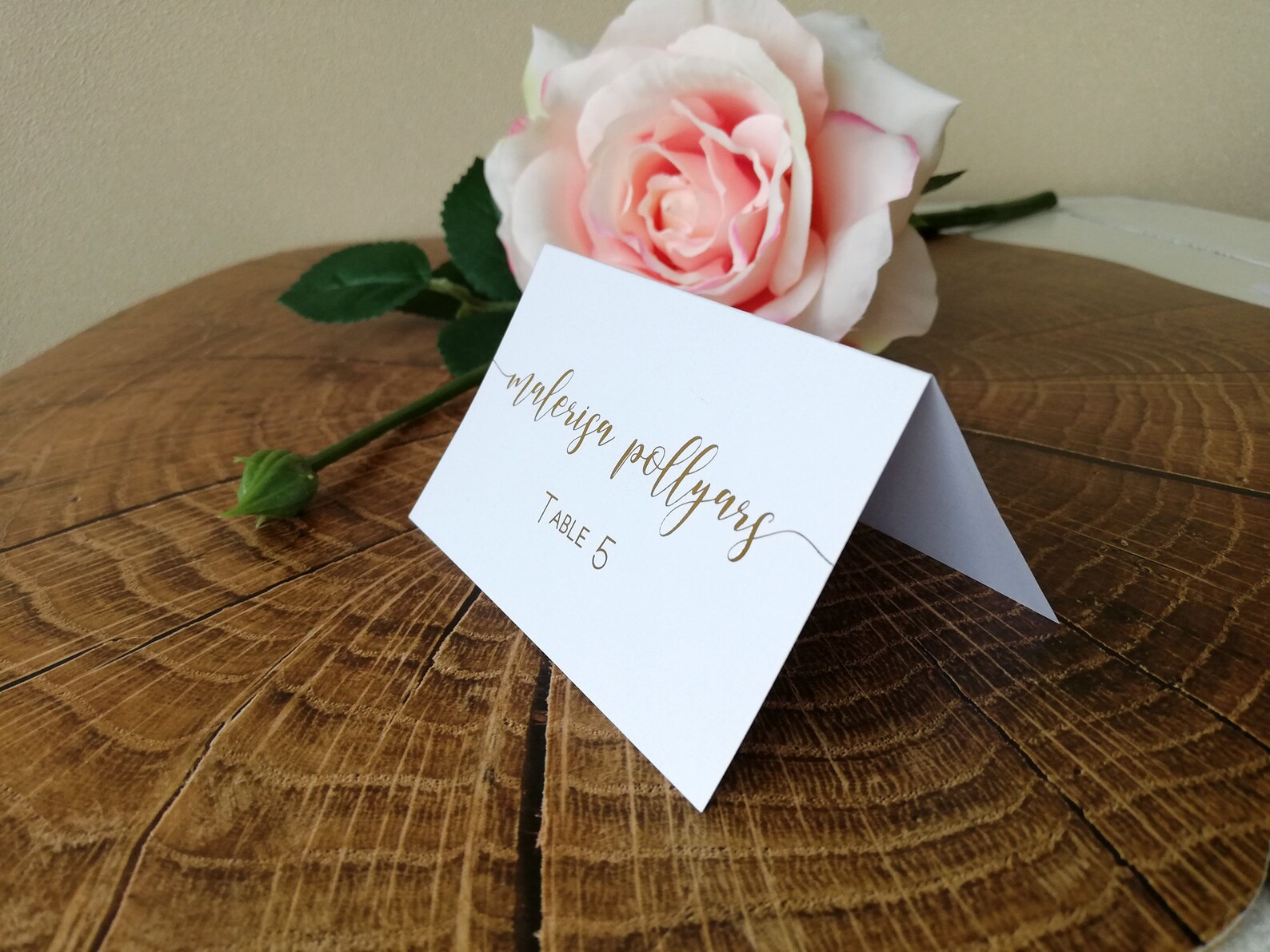 Place Card Gold Folded Place Cards Foil Rose Gold Escort Etsy