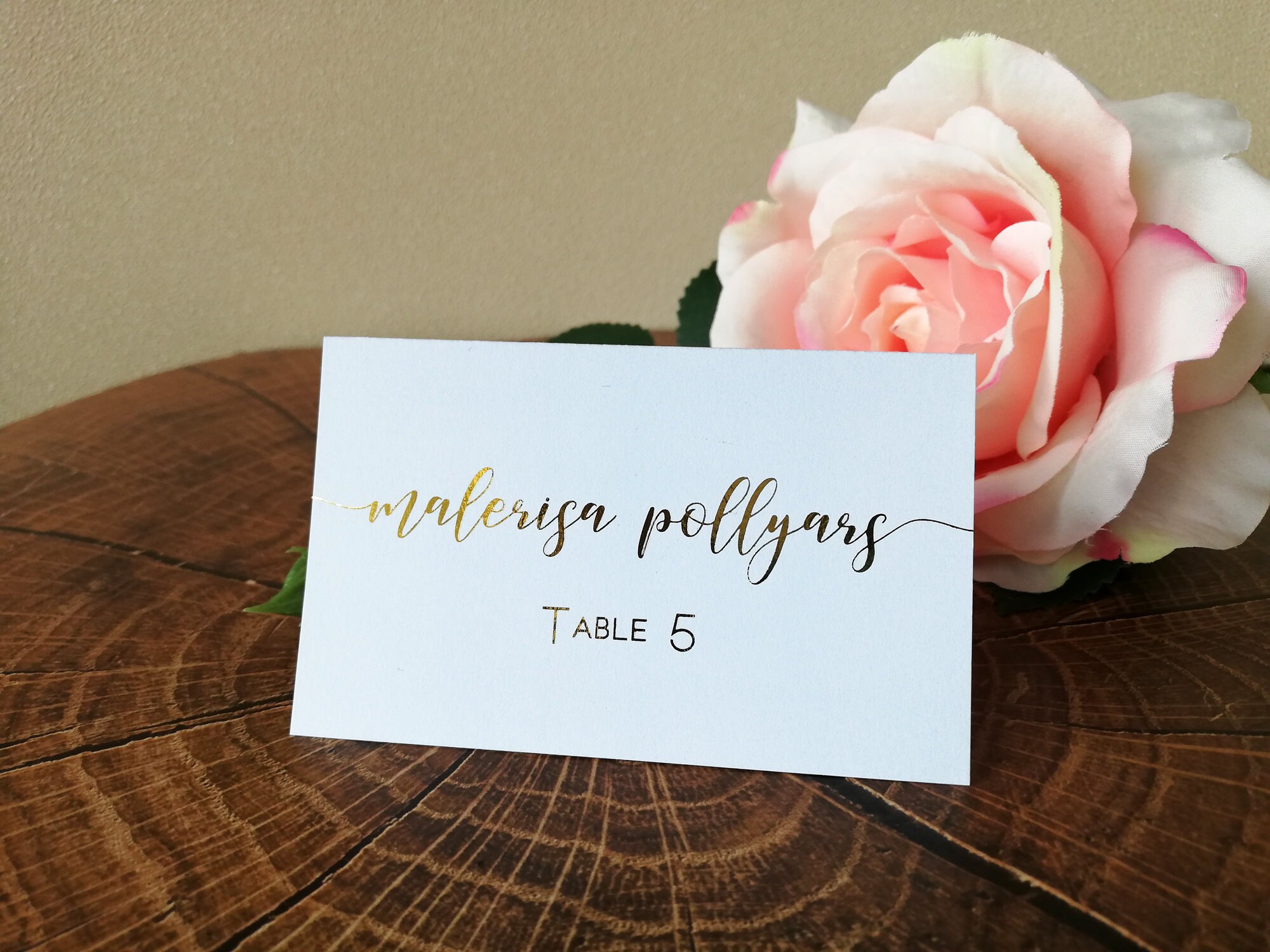 Gold place card Folded place cards Foil Rose gold escort Etsy