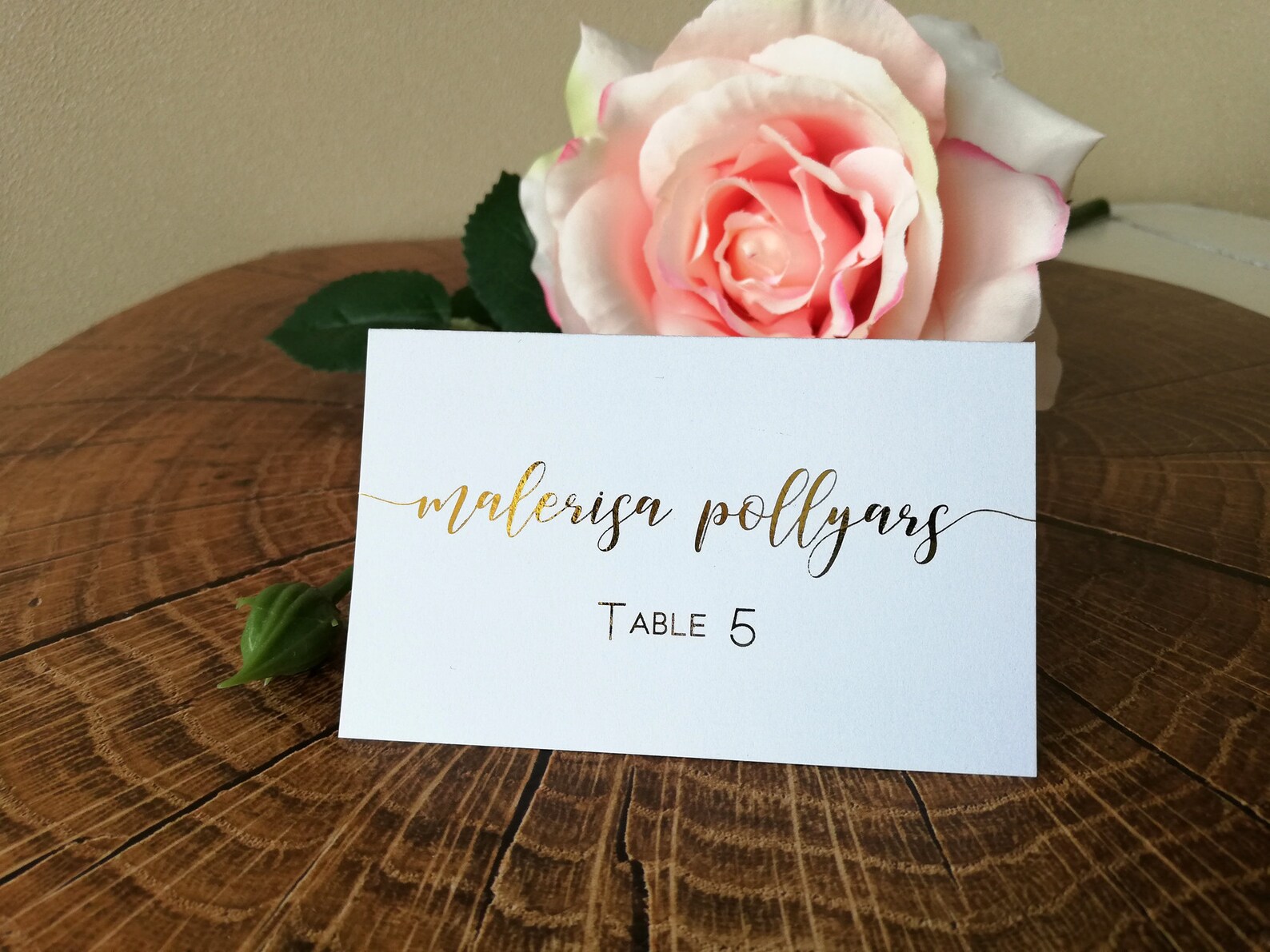 Place Card Gold Folded Place Cards Foil Rose Gold Escort Etsy