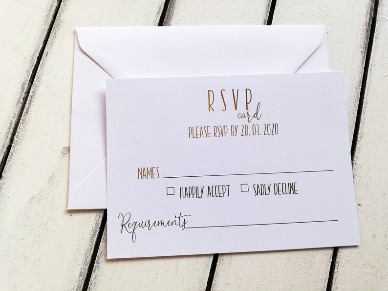RSVP Cards Wedding RSVP Cards and Envelopes Real Foil Etsy