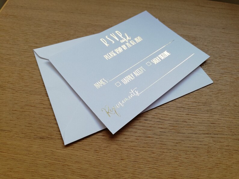 RSVP Cards Wedding RSVP Cards and Envelopes Real Foil Etsy