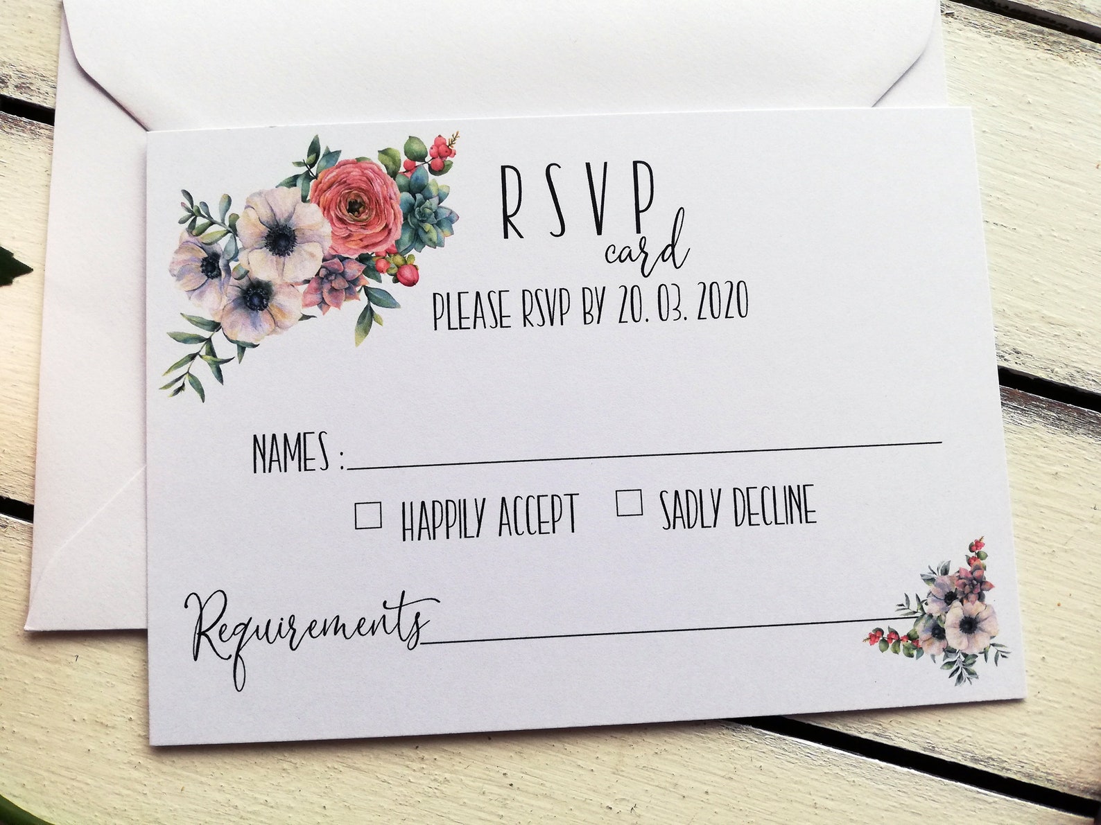 Custom RSVP Cards Wedding RSVP Cards and Envelope Real Foil Etsy