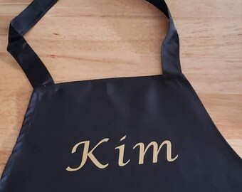 Personalized Black Apron: Custom Name, Two Pockets