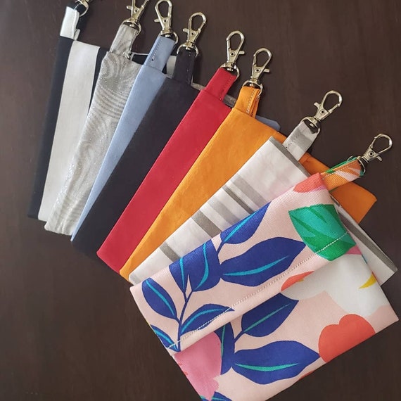 Handmade Keychain Pouch: Fabric Accessory Bag with Snap Hook