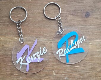 Personalized Acrylic Initial Keychain: Custom Name Bridal Gift
