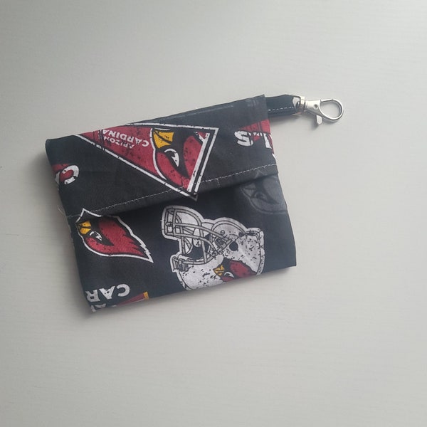 Compact Key Pouch/Cardinals Pattern/Sport Fan Keychain Gift Ideas/Carry Essentials