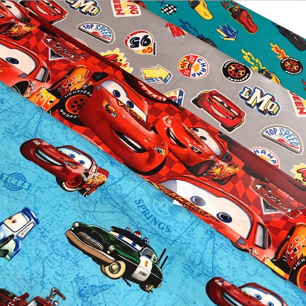 Disney's Cars Radiator Springs Cars Print Fabric By the Yard FBTY Fat quarters FQ Half 100% Cotton Licensed Character Lightning McQueen