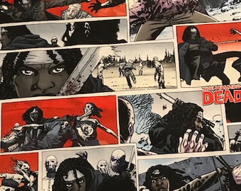 AMC Walking Dead 2014 Vintage Retired Robert Kirkman Licensed Novelty Fabric By Fat quarter FQ Half 100% Cotton 1/4 Yard #5605