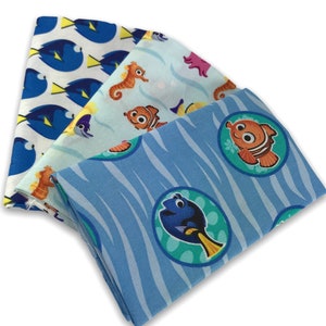 Finding Nemo Fat Quarter Lot Bundle Mystery Set of 1-3  Random NO Duplicates Mixed FQ 100% Cotton 1/4 Yard Disney Fish Clown