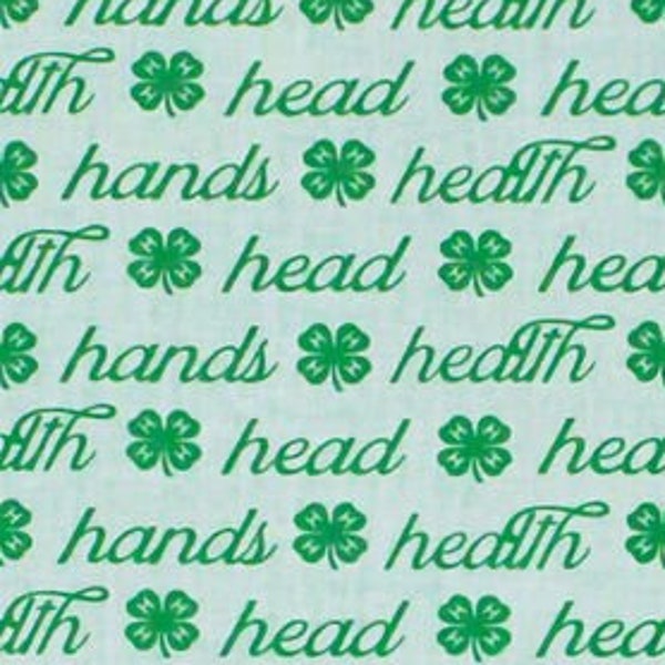 4-H Hand Heart Head Health Fat Quarter Lot Bundle Set of 4 FQ Many Patterns available 100% Cotton Clover USA caring Hands giving 4H #3176