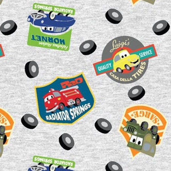 Disney Cars Fabric By Fat quarter FQ Half Many Patterns available 100% Cotton 1/4 Yard Pixar Animation Tire Toss #3395
