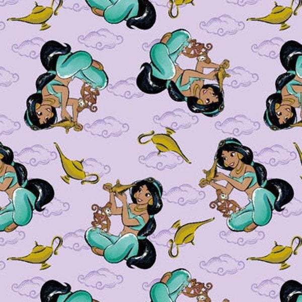 Disney Princess Jasmine Lamp Fabric By Fat quarter FQ Half Many Patterns available 100% Cotton 1/4 Yard #3279