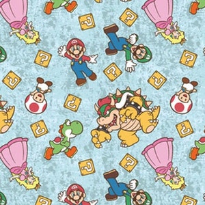 Nintendo Mario Kart Race Pop Culture Fabric By the Fat quarters FQ 100% Cotton Game Classic Digital Brothers Yoshi Peach Super Bro #4236