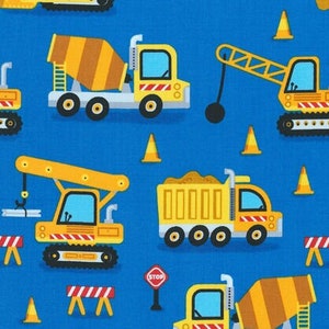 Vehicles Fabric Fabric By Fat quarter FQ Half Yard FBTY 100% Cotton 1/4 Yard Construction Zone Crew Digger Cement Truck Dump Crane #3503