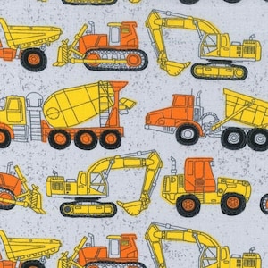 Vehicles Fabric Fabric By Fat quarter FQ Half Yard FBTY 100% Cotton 1/4 Yard Construction Zone Crew Digger Cement Truck Dump #3502