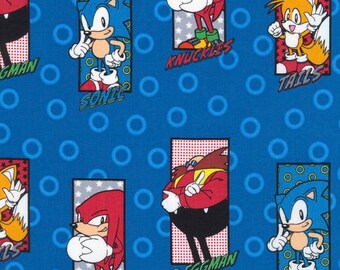 Sonic the Hedgehog Fabric by the Yard FBTY Fat Quarters FQ - Etsy
