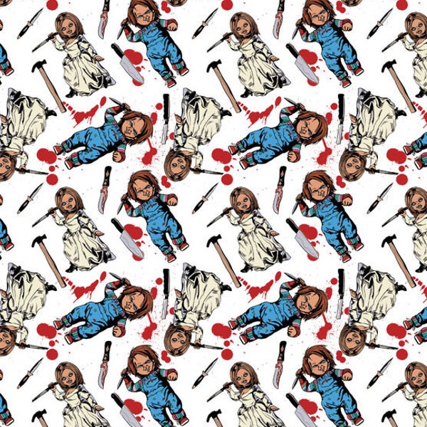 Chucky Fabric By Fat quarter FQ Half 100% Cotton 1/4 Yard  Scary Movie horror Killer Dolls #4965