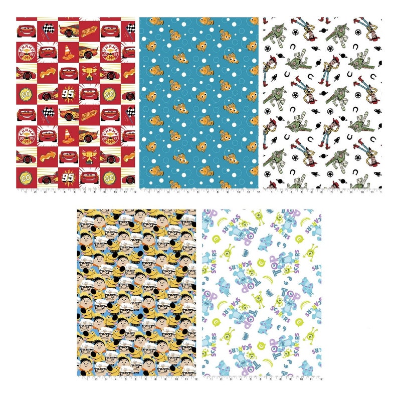 Disney Pixar 5 Piece Bundle Fat Quarter Fabric Many Patterns Available ...