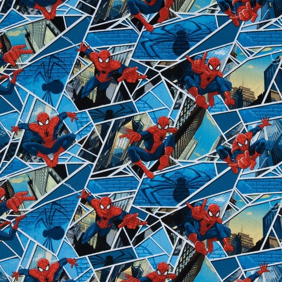 Spiderman Comic Fabric by Fat Quarter FQ Half Many Patterns | Etsy