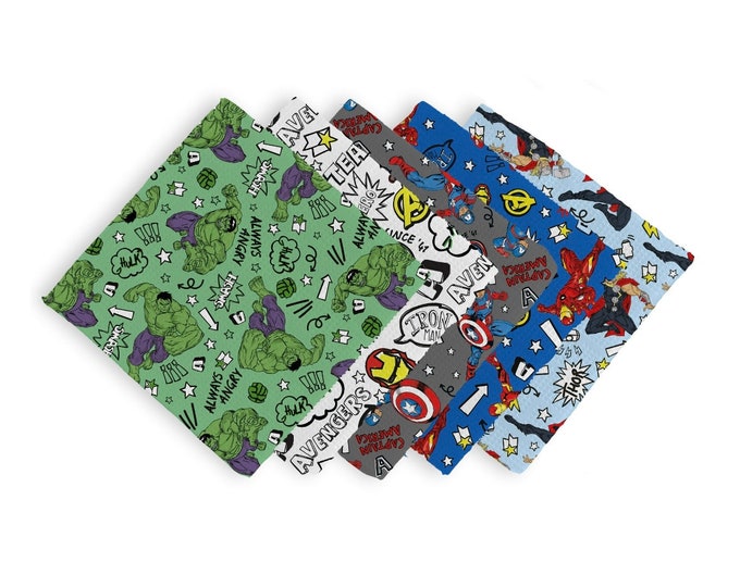 Disney Marvel Avengers 5 Piece Bundle Fat Quarter Fabric Many Patterns ...