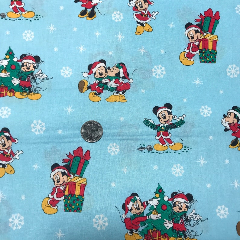 Christmas Mickey Mouse Print Fabric By the Yard FBTY Fat | Etsy
