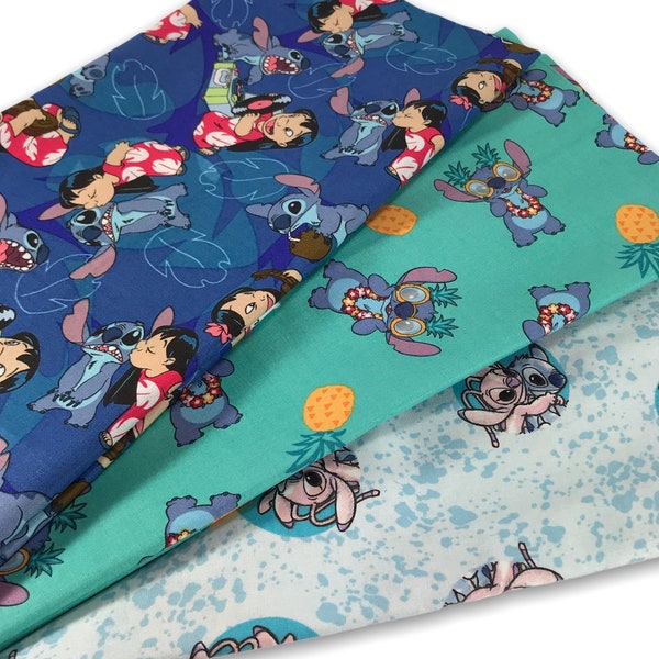 Lilo and Stitch Fat Quarter Lot Bundle Mystery Set of 1 - 7 Random NO Duplicates Mixed FQ 100% Cotton 1/4 Yard Disney Angel