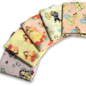 Belle Beauty and the Beast Fat Quarter Lot Bundle Mystery Set of 2 - 8 Random NO Duplicates Mixed FQ 100% Cotton 1/4 Yard Disney