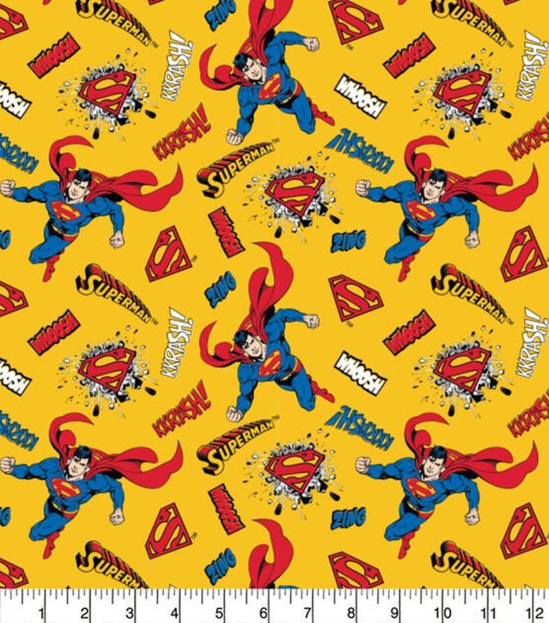 DC Superheroes Heroes in Action Print Fabric by the Yard FBTY Fat ...