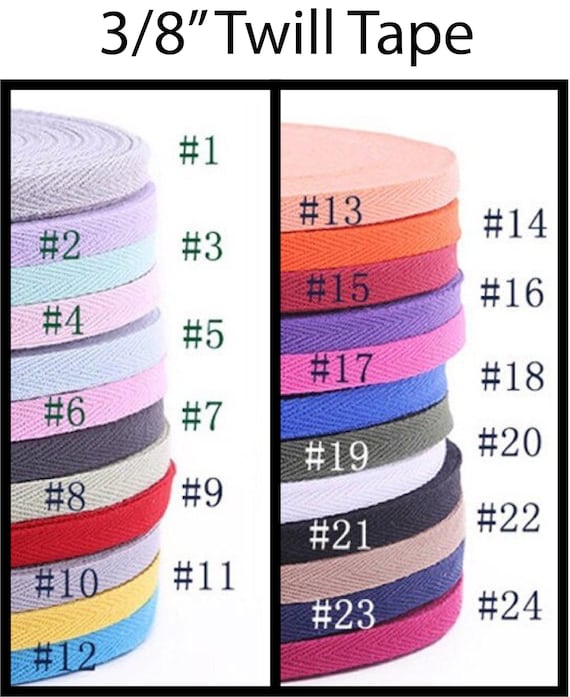 3/8 100 Cotton Colored Twill Tape Ties by the Yard Etsy