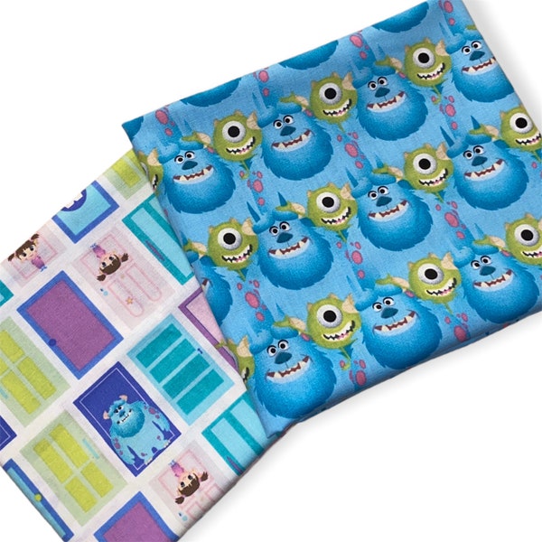 Monsters Inc Fabric Fat Quarter Lot Bundle Mystery Set of 1 - 6 NO Duplicates Mixed FQ 100% Cotton 1/4 Yard Disney Mike and Sully