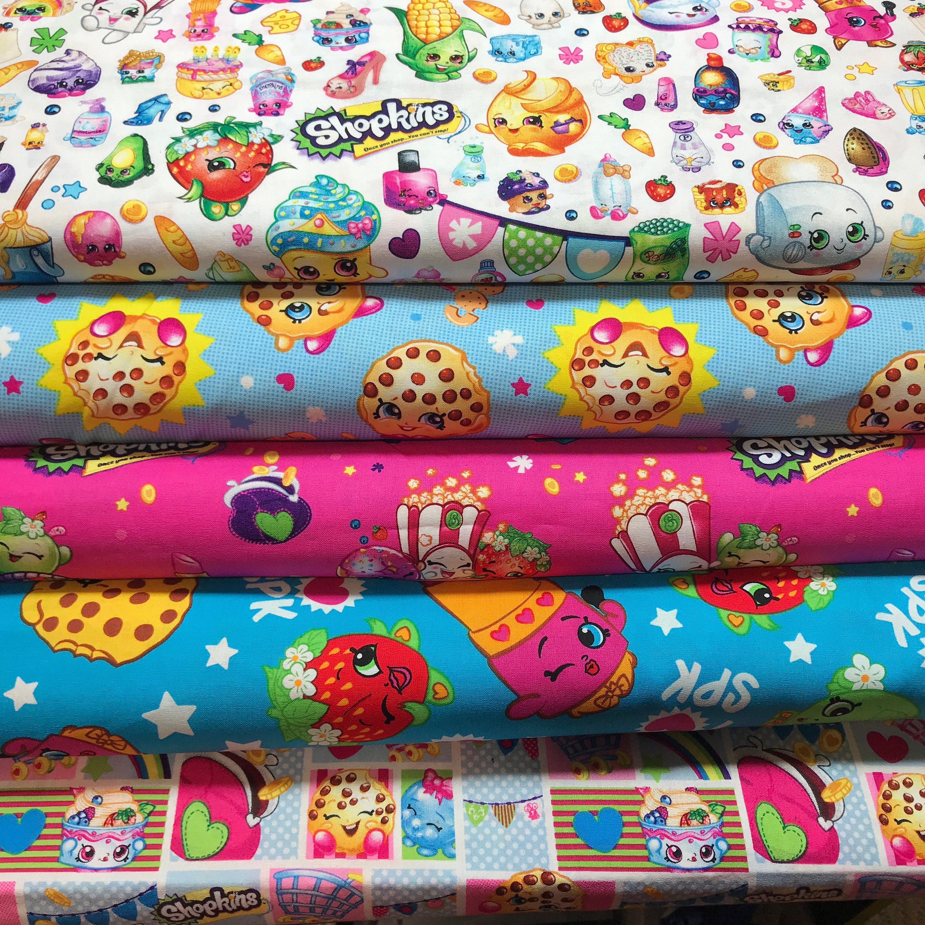 Cotton Fabric - Panel Fabric - Shopkins Toys Once You Shop You Can't Stop -  4my3boyz Fabric
