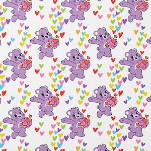 Carebears Spread the Love Fabric By Fat quarter FQ Half Many Patterns available 100% Cotton 1/4 Yard Care Bears #
