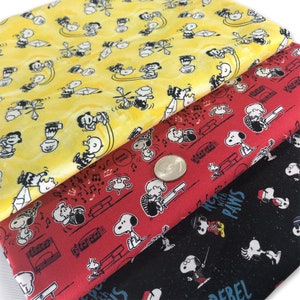 Peanuts Fabric By Fat quarter FQ Half Many Patterns available 100% Cotton 1/4 Yard Snoopy Charlie Brown Woodstock Schulz Red Black Yellow