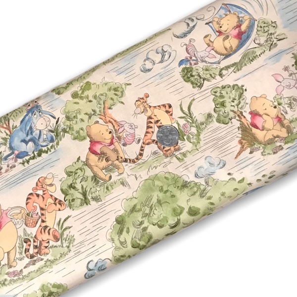 Winnie the Pooh Print Fabric By the Yard FBTY Fat quarters FQ Half 100% Cotton LICENSED Winnie-the-Pooh Vintage Piglet  #750