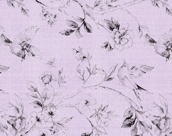 Sketch Bird Purple Keepsake Calico Bird Premium Flower Fabric By the Yard FBTY Fat quarters FQ Half Many Patterns available 100% Cotton #406