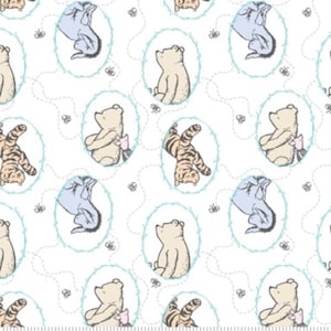 Winnie the Pooh Baby Friends Print Fabric By the Yard FBTY Fat quarters FQ Half 100% Cotton LICENSED Winnie-the-Pooh branch badges  #770