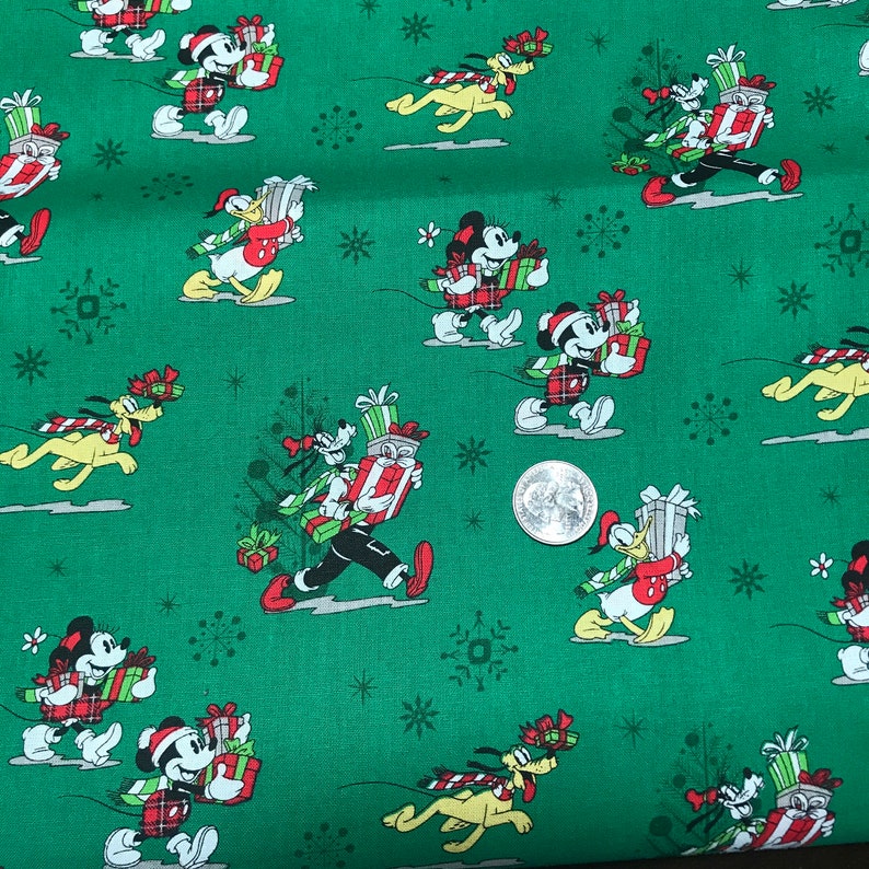 Christmas Mickey Mouse Print Fabric By the Yard FBTY Fat | Etsy