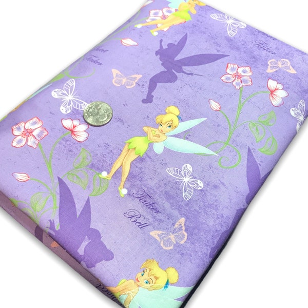 Disney's Tinkerbell Print Fabric By the Yard FBTY Fat quarters FQ Half 100% Cotton Licensed Character Purple Pixie Dust Sweet Tinker #2853