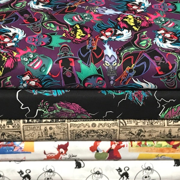 Disney Villains Zelda Bambi Nightmare Before Christmas Fabric By the Yard FBTY Fat quarters FQ Half Many Patterns available 100% Cotton