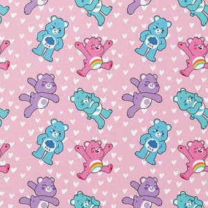 Carebears Field of Hearts Fabric By Fat quarter FQ Half Many Patterns available 100% Cotton 1/4 Yard Care Bears #