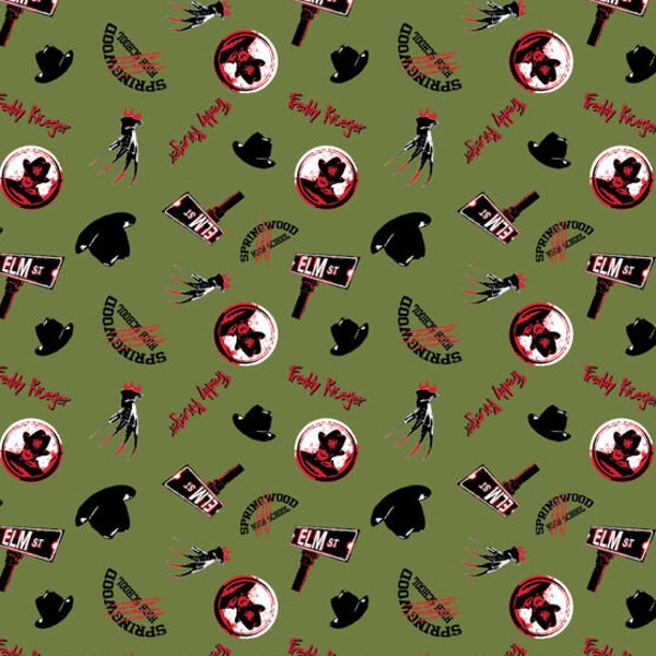 Nightmare On Elm Street Freddy Pop Culture Fabric By Fat quarter FQ Half 100% Cotton 1/4 Yard Horror #4991