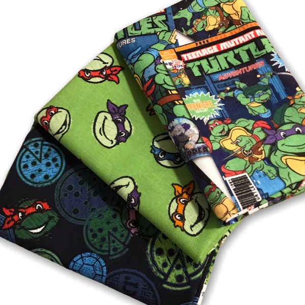 TMNT Fat Quarter Lot Bundle Mystery Set of 2 - 4 Random NO Duplicates Mixed FQ 100% Quilters Cotton Donatello Raphael Michelangelo Leonardo