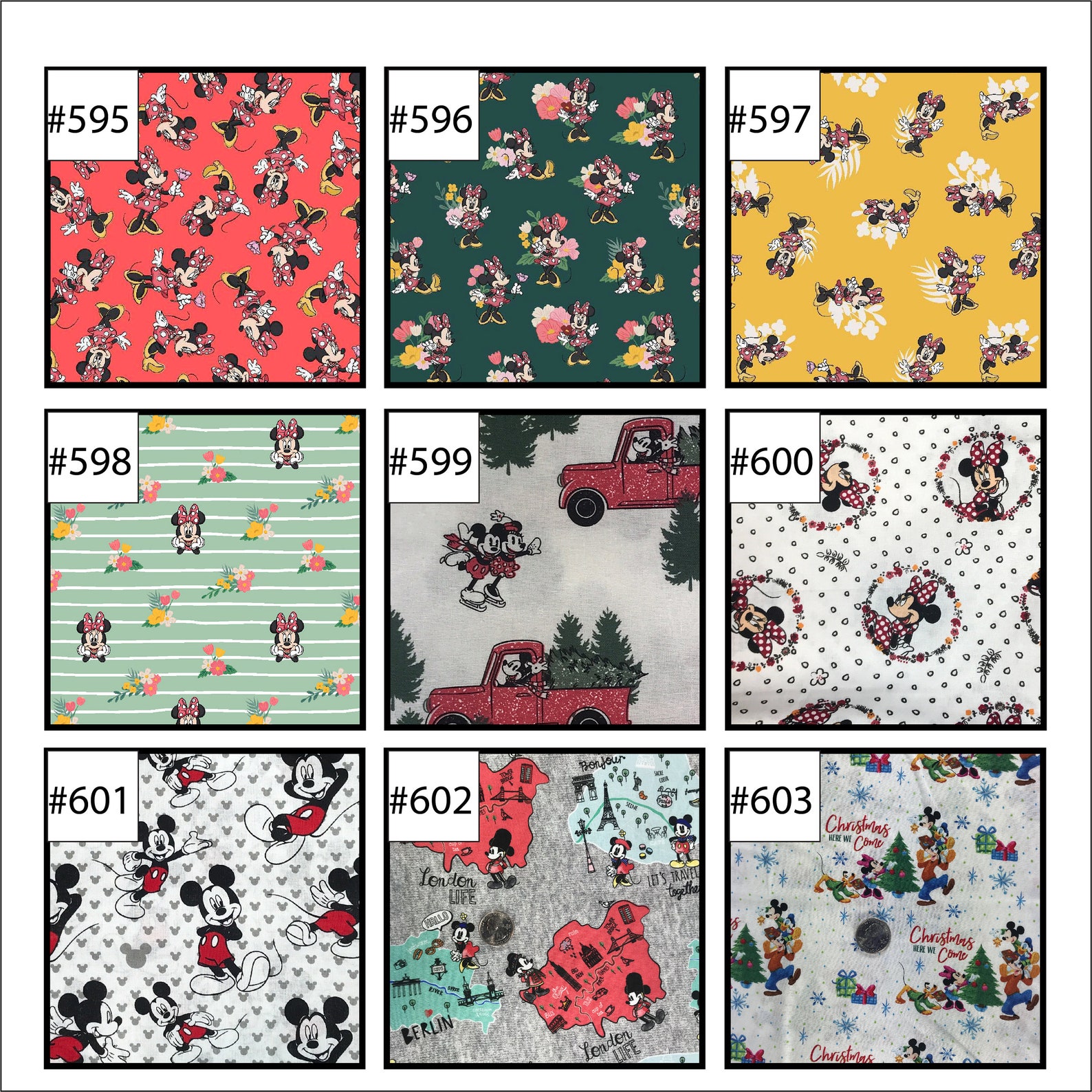 Christmas Mickey Mouse Print Fabric by the Yard FBTY Fat - Etsy UK