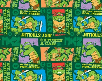 TMNT Teenage Mutant Ninja Turtles in a Half Shell Fabric By the Yard FBTY Fat quarters FQ Half Many Patterns available 100% Cotton #2663